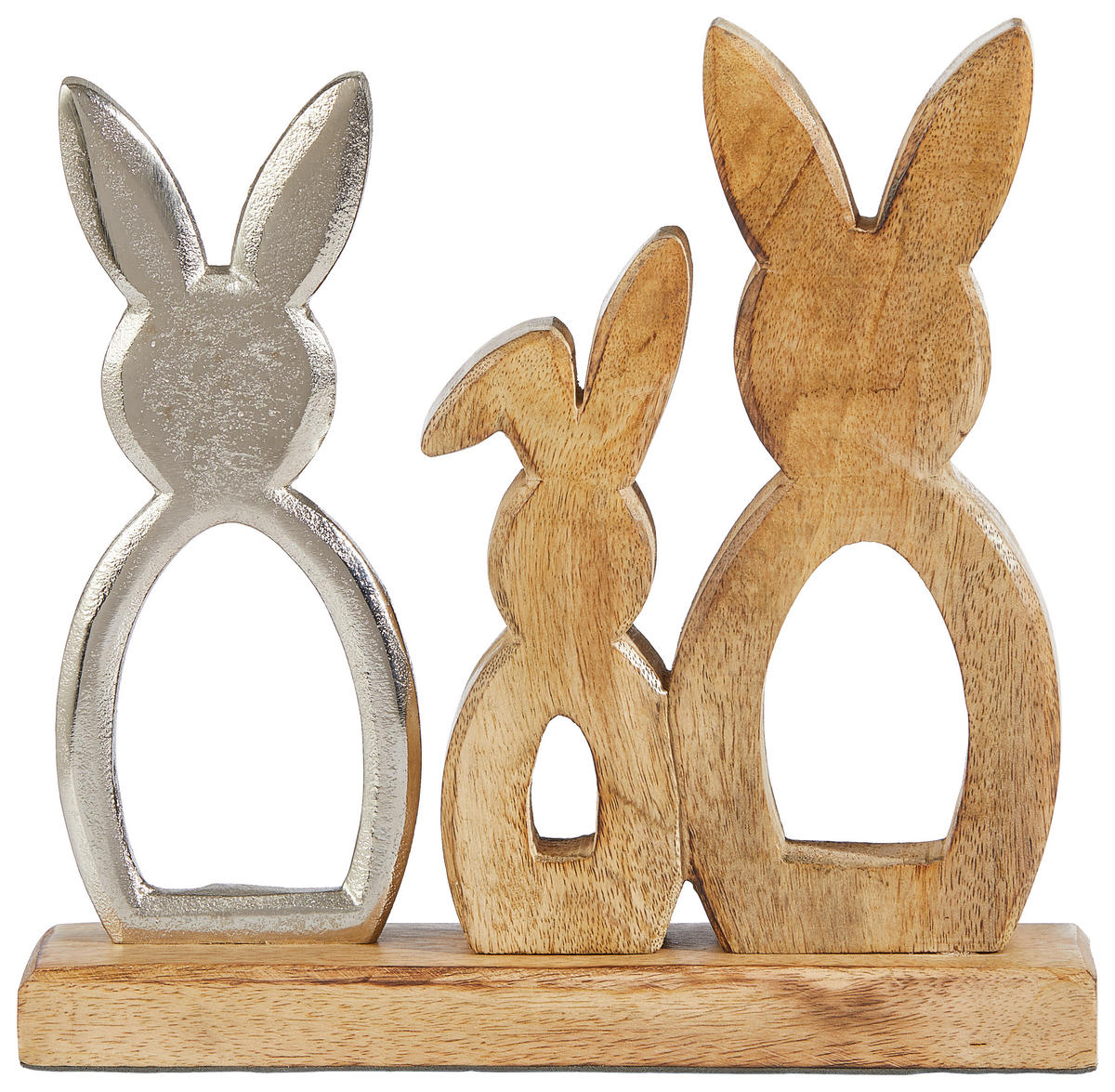 DEKOHASE   - Silberfarben/Braun, Basics, Holz/Metall (22/22,5/5cm)