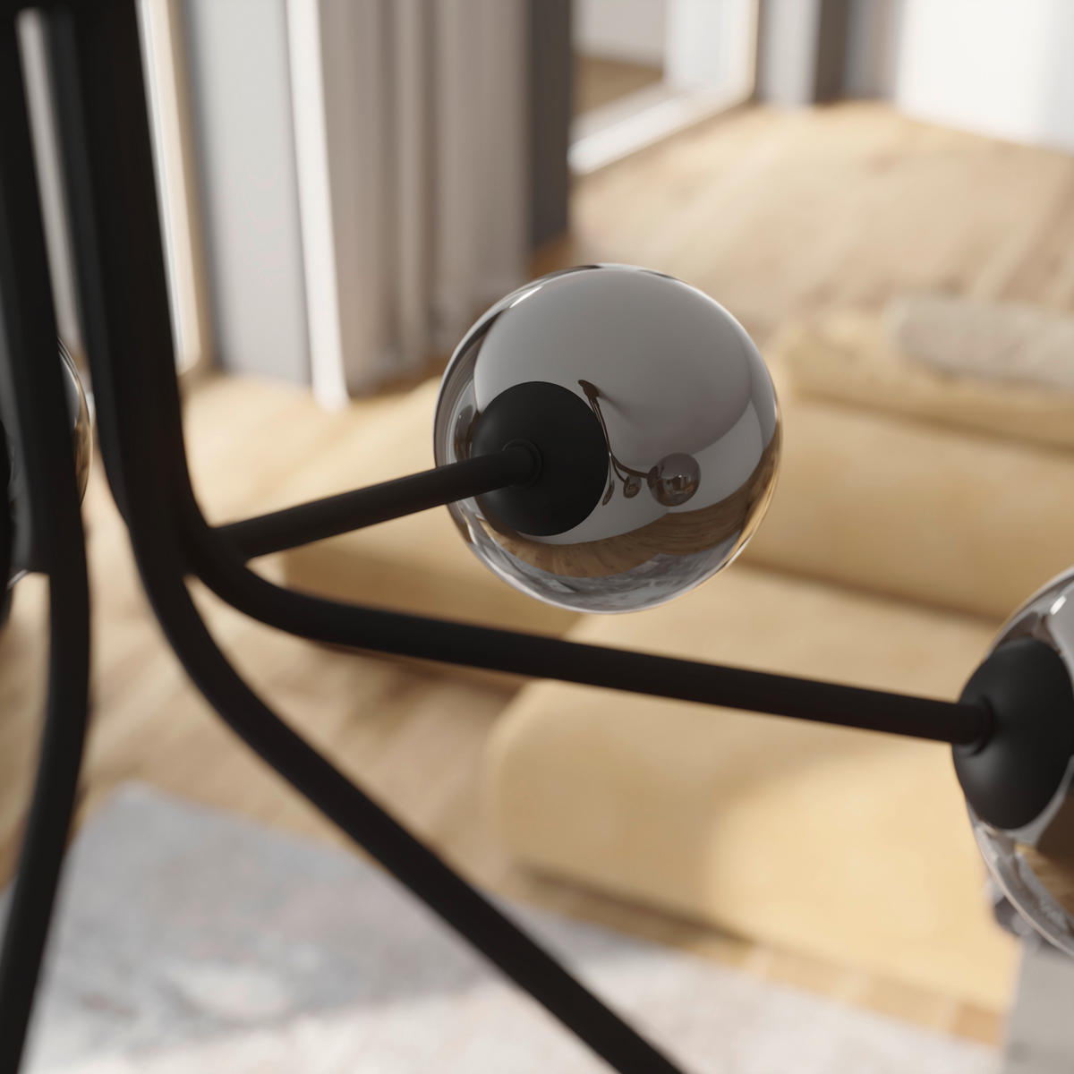 Plafonieră  65/40 cm    - gri închis, Design, sticlă/metal (65/40cm) - Novel