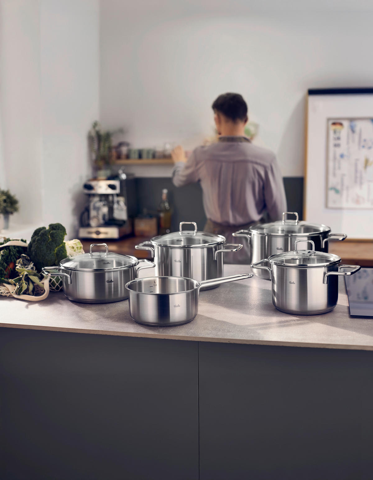 KOCHTOPFSET SatiTherm 5-teilig  - Edelstahlfarben, Basics, Metall - Fissler