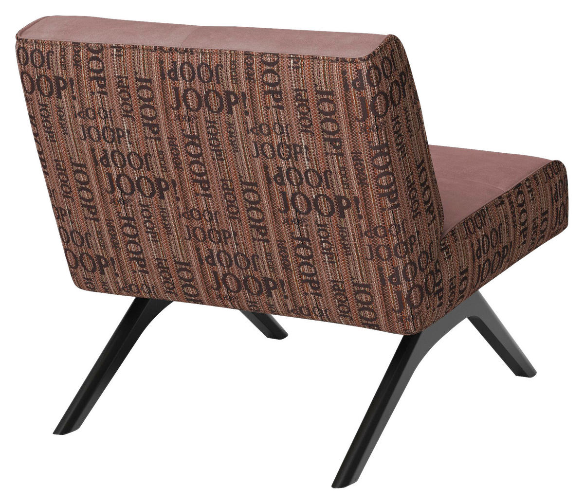 SESSEL in Struktur Echtleder, Kombination Echtleder/Stoff Altrosa  - Schwarz/Altrosa, Design, Leder/Holz (74/72/83cm) - Joop!