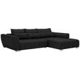 ECKSOFA in Webstoff Schwarz  - Silberfarben/Schwarz, MODERN, Kunststoff/Textil (304/218cm) - Carryhome