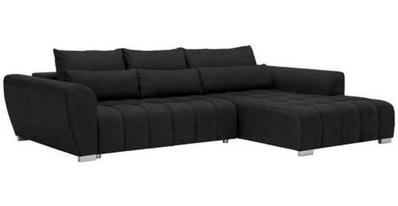 ECKSOFA in Webstoff Schwarz  - Silberfarben/Schwarz, MODERN, Kunststoff/Textil (304/218cm) - Carryhome