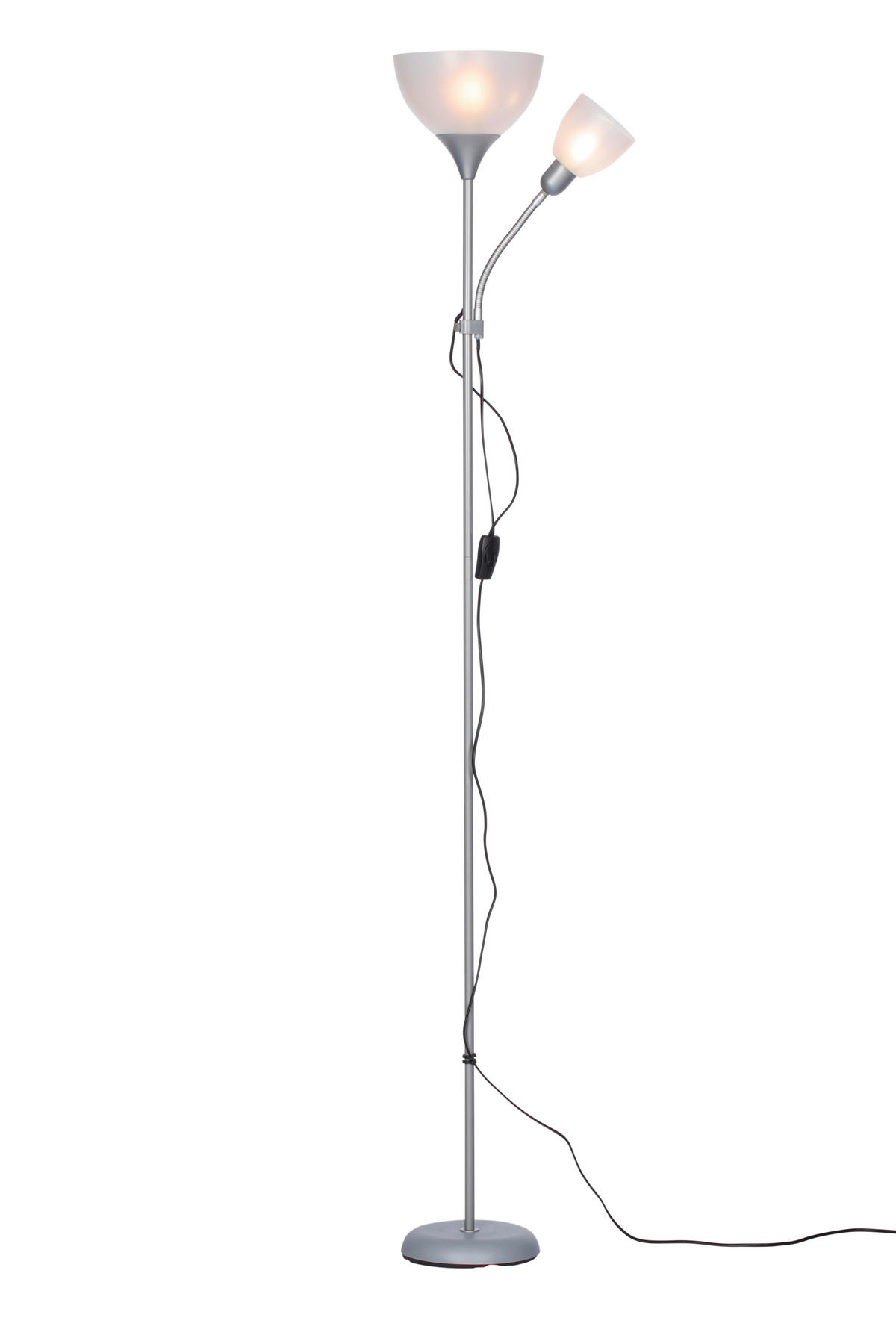 STEHLEUCHTE 42/21/180 cm    - Silberfarben/Weiß, Basics, Kunststoff/Metall (42/21/180cm) - Boxxx