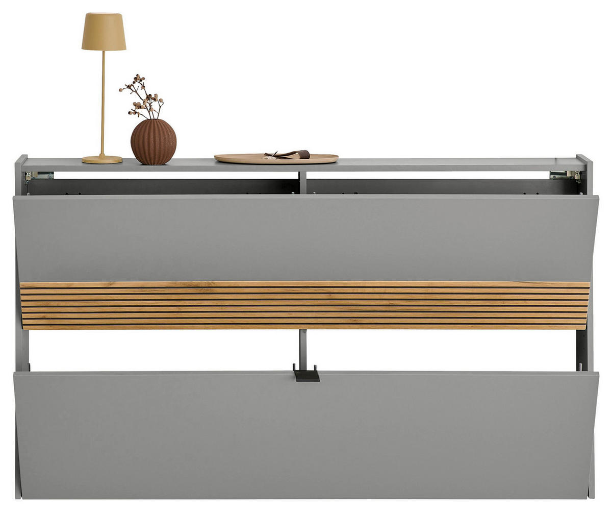 GARDEROBE 2-teilig  in 140/200/18 cm  - Eichefarben/Graphitfarben, Design, Glas/Holzwerkstoff (140/200/18cm) - Voleo