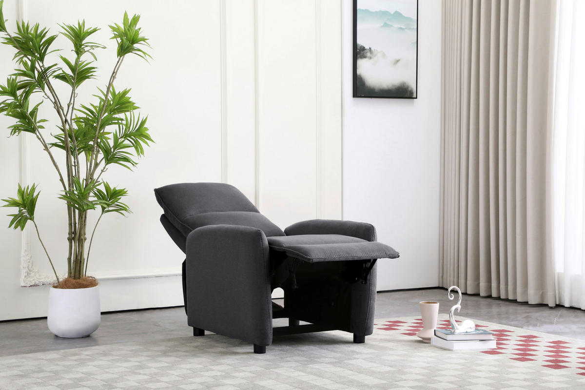 Fotoliu Pentru Televizor din lemn, metal, plastic, textil, gri închis - gri închis/negru, Konventionell, plastic/lemn (74/101/95cm) - Carryhome