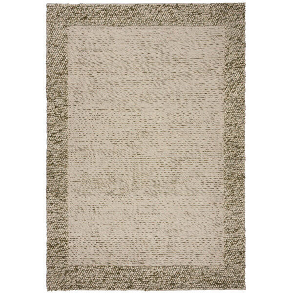 HANDWEBTEPPICH 80/150 cm BOBBLE WOOL BORDER Grün  - Grün, Trend, Textil (80/150cm) - Xora