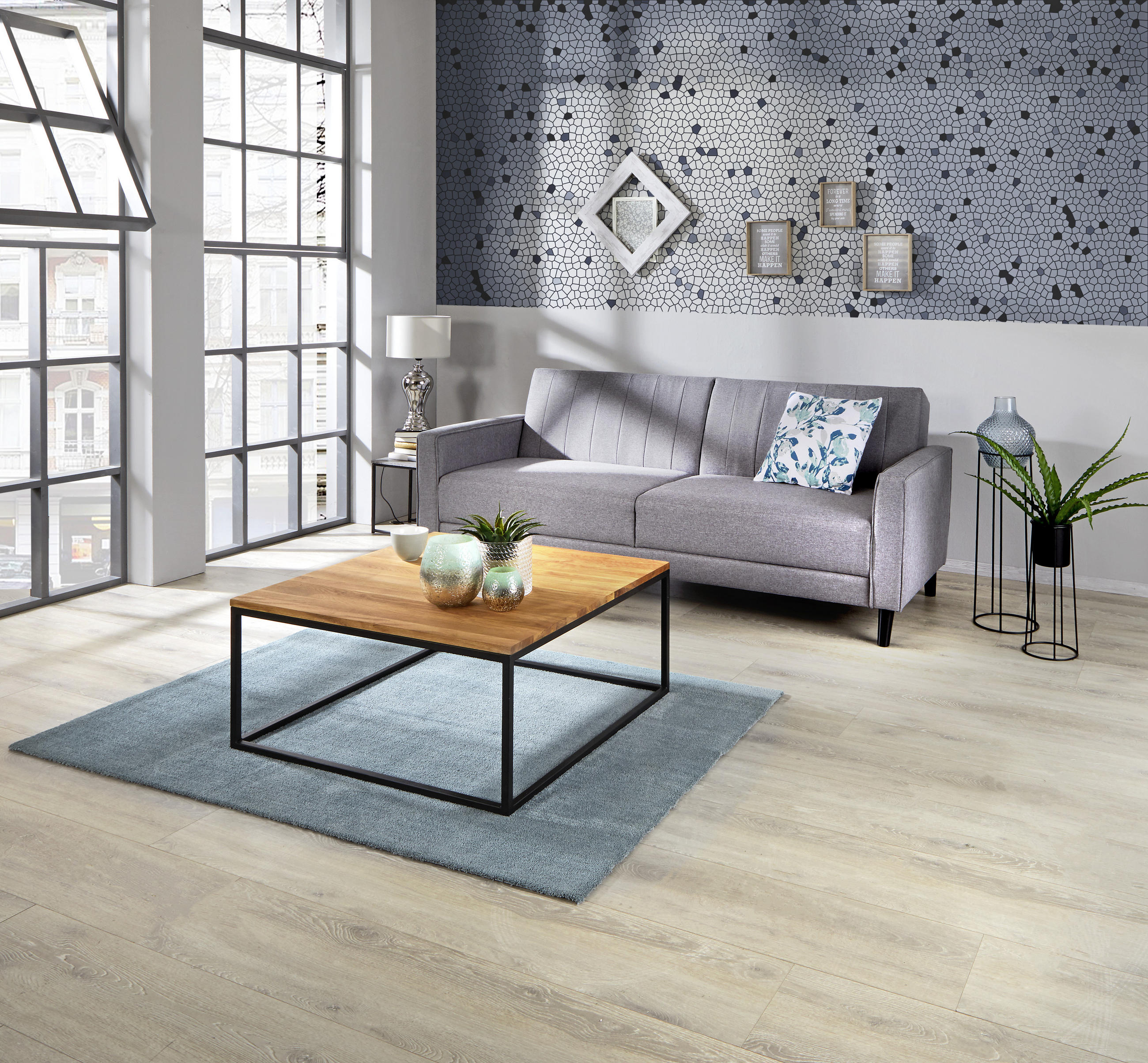 SCHLAFSOFA in Webstoff Grau - Schwarz/Grau, MODERN, Holz/Textil (204/90/86cm) - MID.YOU