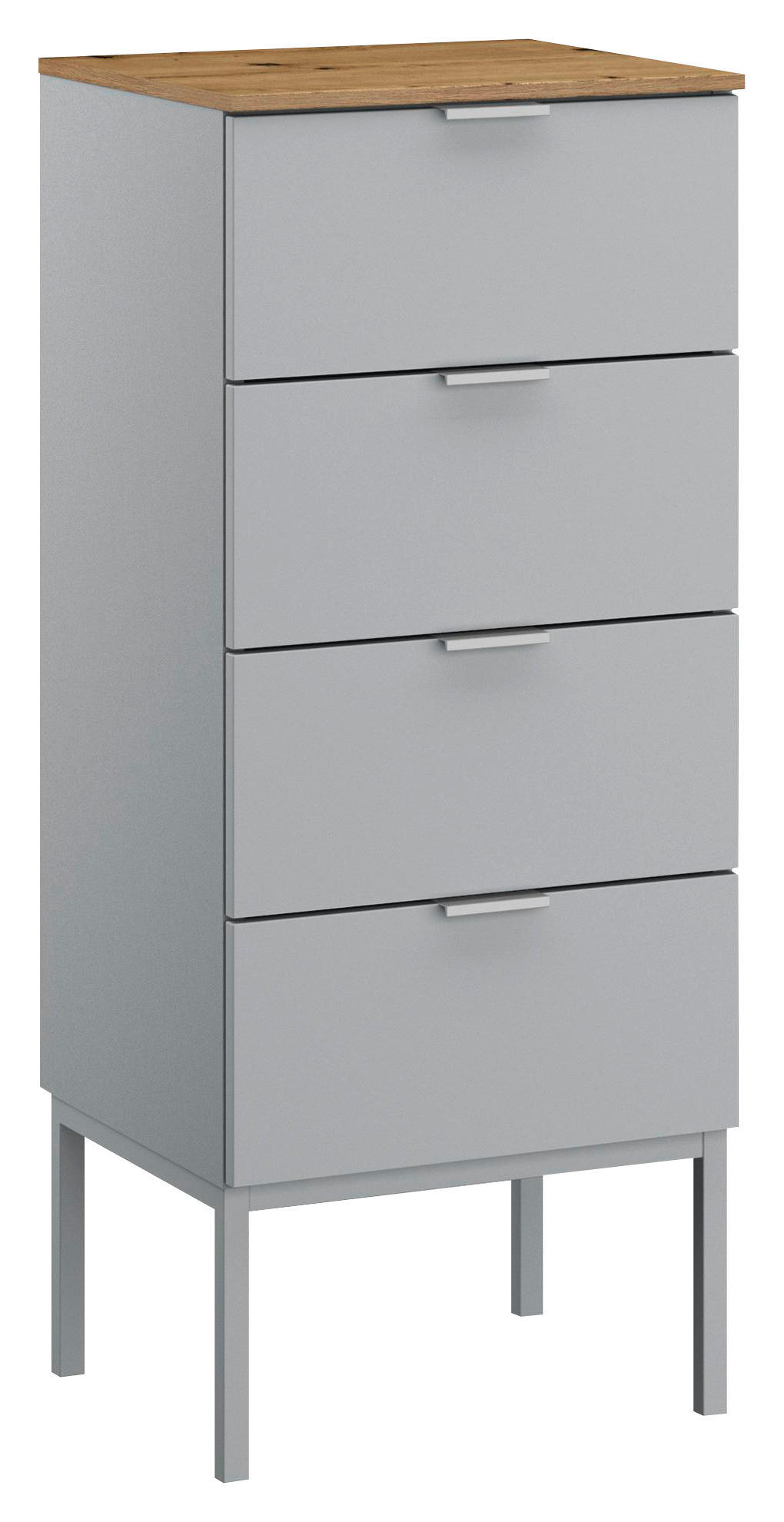 KOMMODE 40/100/42 cm Grau, Eichefarben  - Eichefarben/Alufarben, Trend, Holzwerkstoff/Kunststoff (40/100/42cm) - Stylife