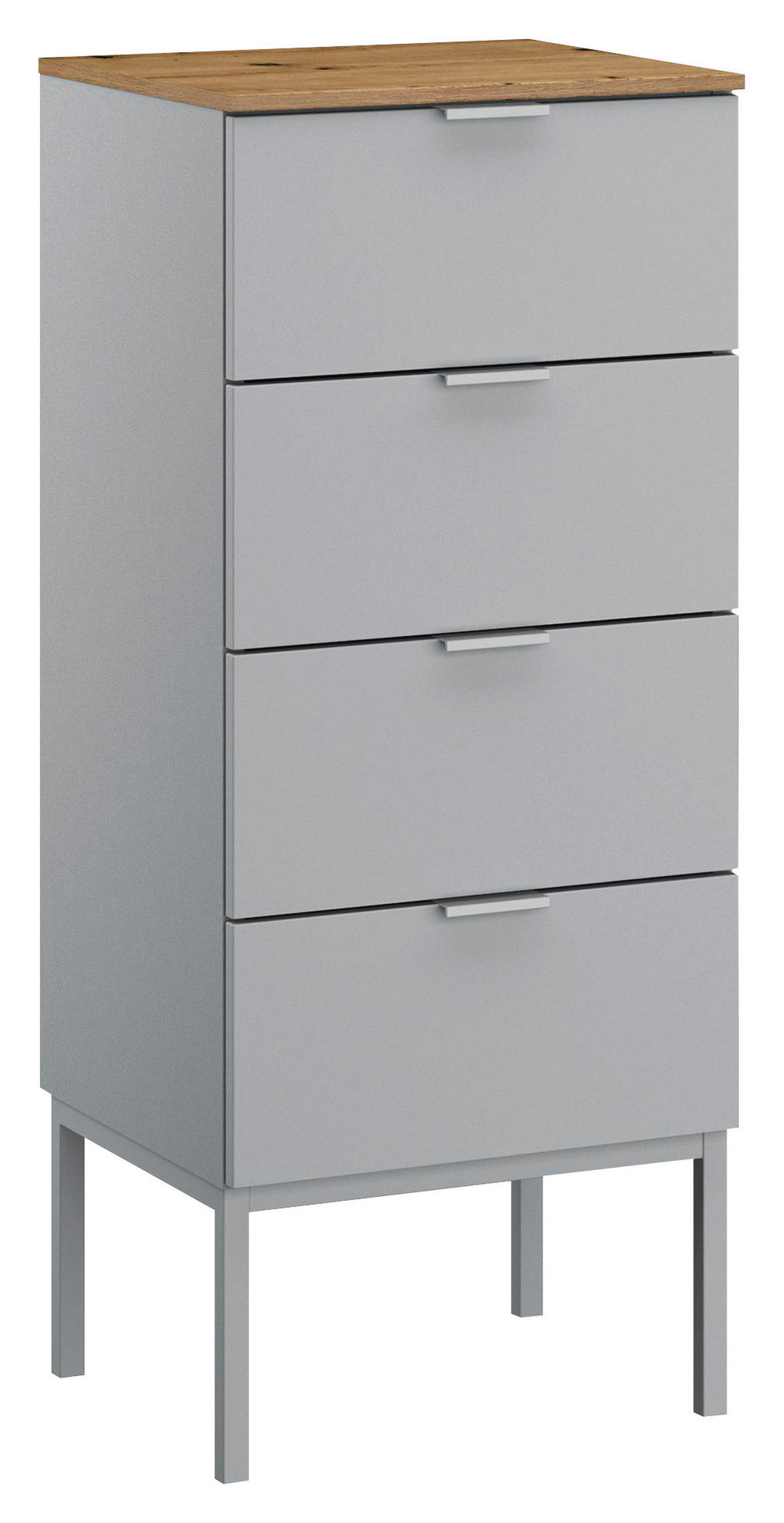 KOMMODE  in 40/100/42 cm  - Eichefarben/Alufarben, Trend, Holzwerkstoff/Kunststoff (40/100/42cm) - Stylife