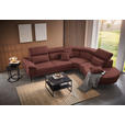 ECKSOFA in Velours Weinrot  - Weinrot/Schwarz, Design, Textil/Metall (299/264cm) - Novel