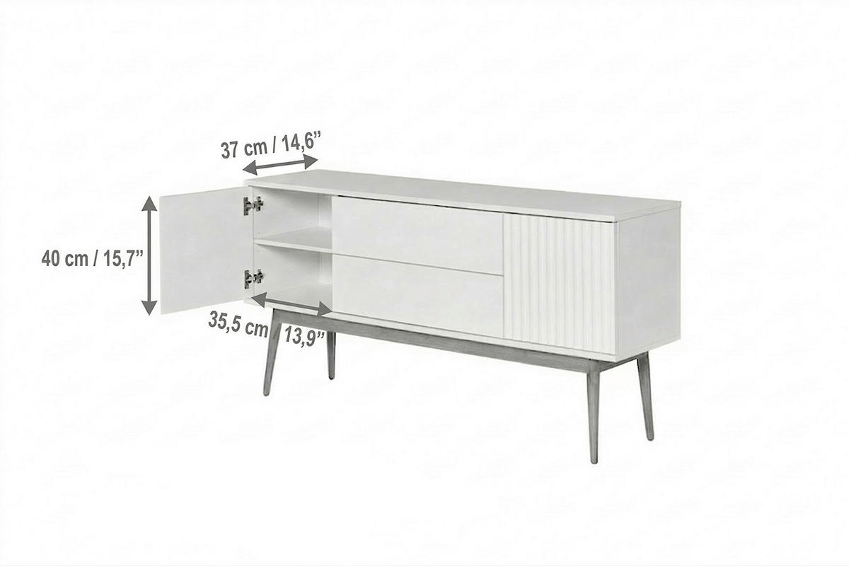 SIDEBOARD  150/75/39,6 cm 2 Schublade(n)  - Eichefarben/Weiß, MODERN, Holz/Holzwerkstoff (150/75/39,6cm) - MID.YOU