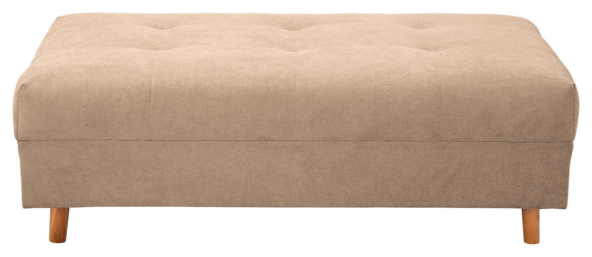 ECKSOFA inkl. Hocker Ariella Creme Mikrofaser  - Creme/Naturfarben, Design, Holz/Textil (161/231cm) - Livetastic