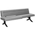 SITZBANK 220/87/70-86 cm Lederlook (vegan) Hellgrau  - Hellgrau/Schwarz, KONVENTIONELL, Textil/Metall (220/87/70-86cm) - Moderano