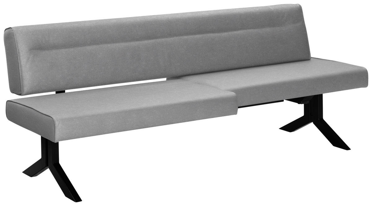 SITZBANK 220/87/70-86 cm Lederlook (vegan) Hellgrau  - Hellgrau/Schwarz, KONVENTIONELL, Textil/Metall (220/87/70-86cm) - Moderano