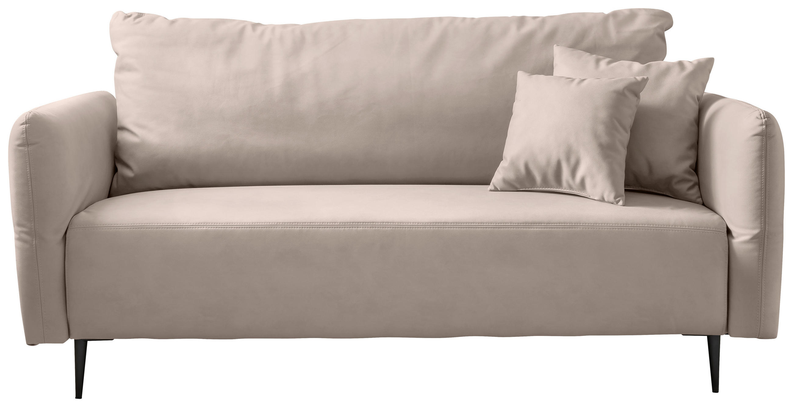 3-SITZER-SOFA Lederlook Beige  - Beige/Schwarz, Design, Textil/Metall (201/97/102cm) - Livetastic