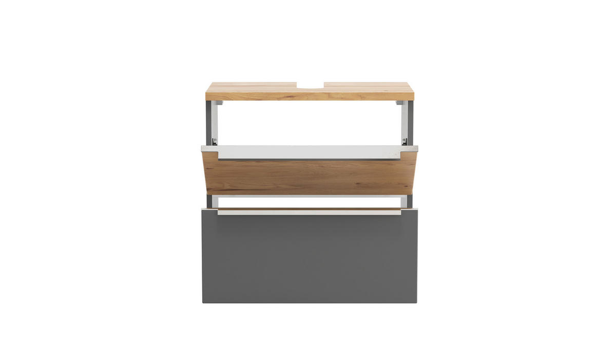 WASCHBECKENUNTERSCHRANK 60/54/35 cm  - Wildeiche/Edelstahlfarben, Trend, Holzwerkstoff/Metall (60/54/35cm) - Held