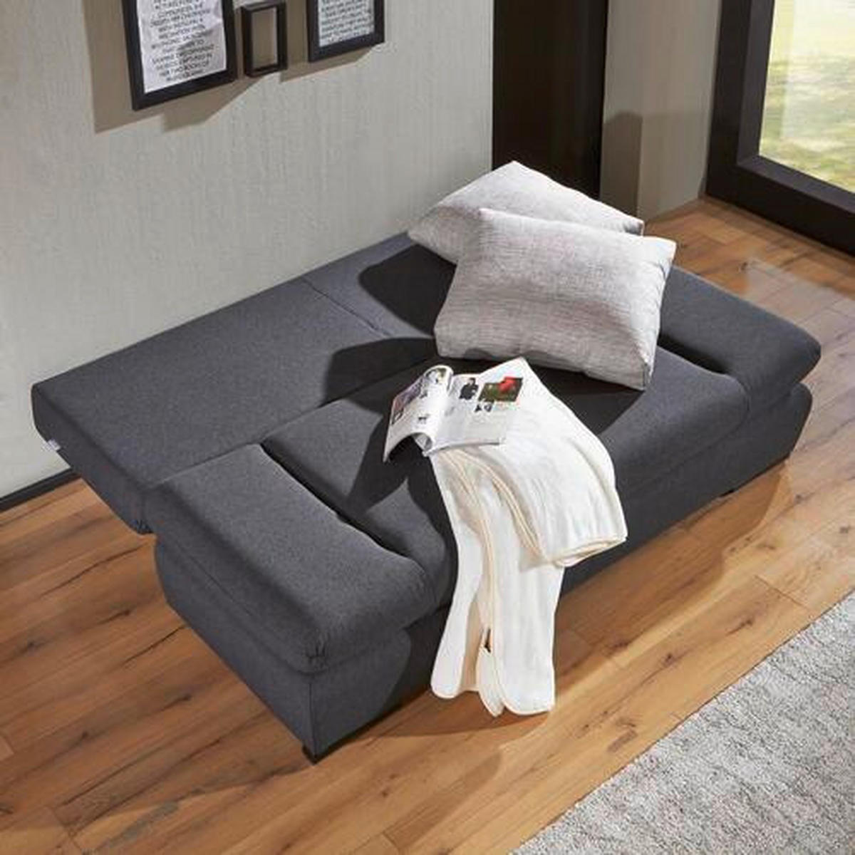 SCHLAFSOFA in Anthrazit, Hellgrau  - Anthrazit/Hellgrau, Konventionell, Holz/Textil (200/75/92cm) - MID.YOU