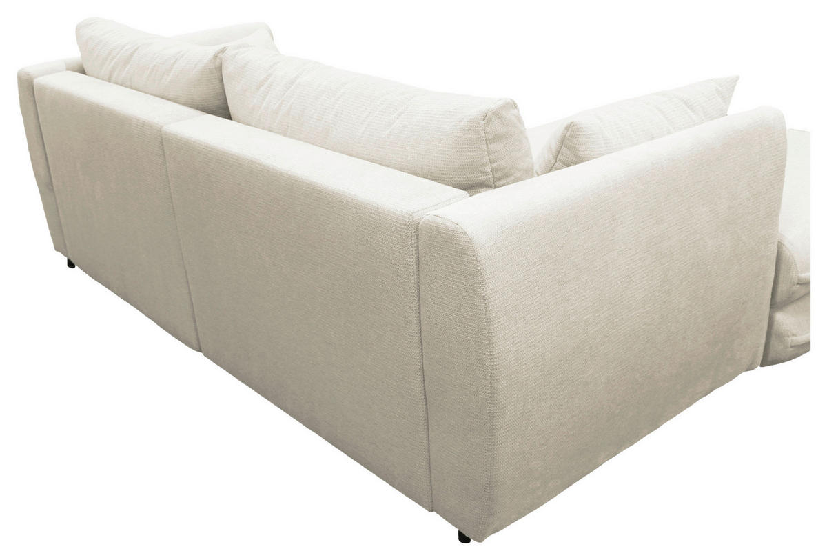 ECKSOFA Creme Struktur  - Creme/Schwarz, Design, Kunststoff/Textil (201/240cm) - MID.YOU