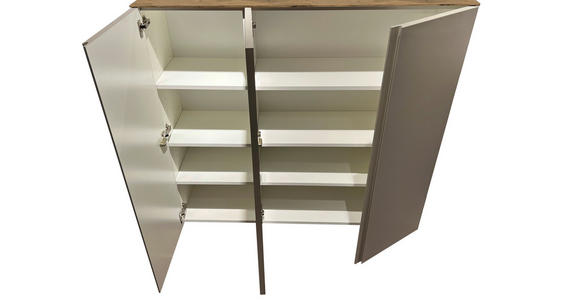 SCHUHSCHRANK 121/111/33 cm - Taupe/Eichefarben, Design, Holzwerkstoff (121/111/33cm) - Moderano