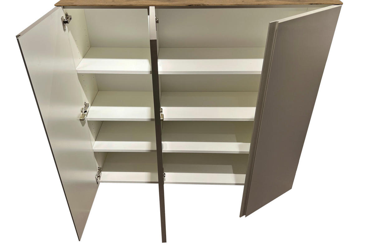 SCHUHSCHRANK Taupe, Eichefarben  - Taupe/Eichefarben, Design, Holzwerkstoff (121/111/33cm) - Moderano
