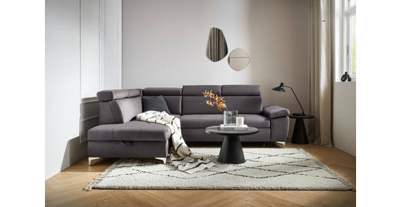 ECKSOFA Grau Samt  - Chromfarben/Grau, KONVENTIONELL, Textil/Metall (206/271cm) - Carryhome