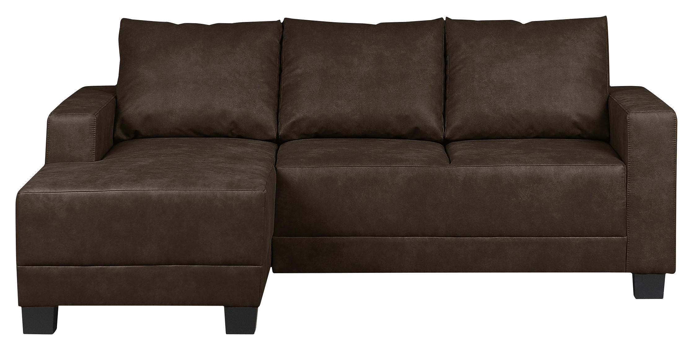 ECKSOFA Dunkelbraun Mikrofaser  - Dunkelbraun/Braun, Design, Holz/Textil (144/200cm) - MID.YOU