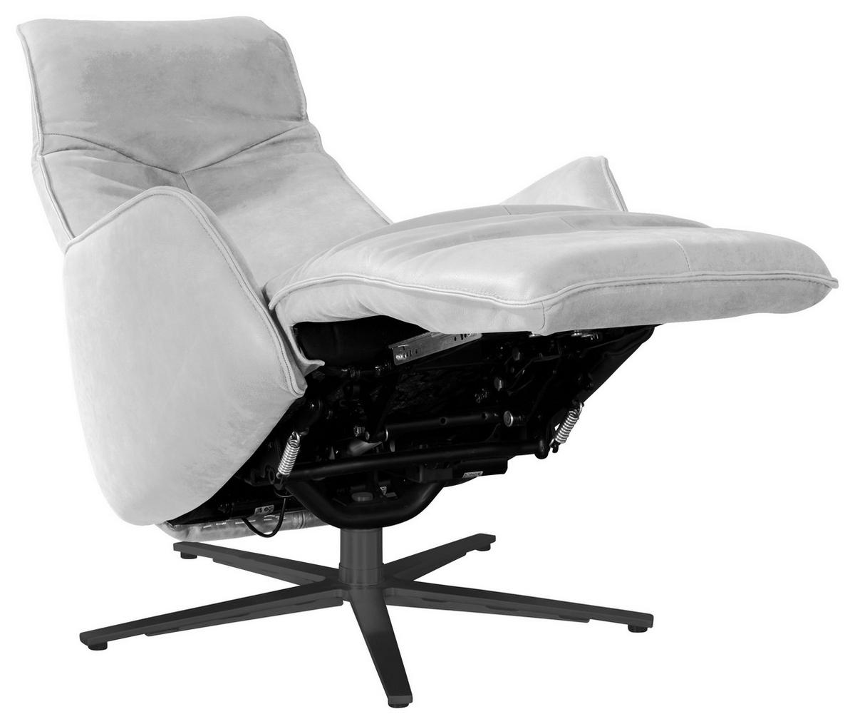 RELAXSESSEL in Leder Hellgrau  - Anthrazit/Hellgrau, Design, Leder/Metall (71/114/84cm) - Johann Jakob