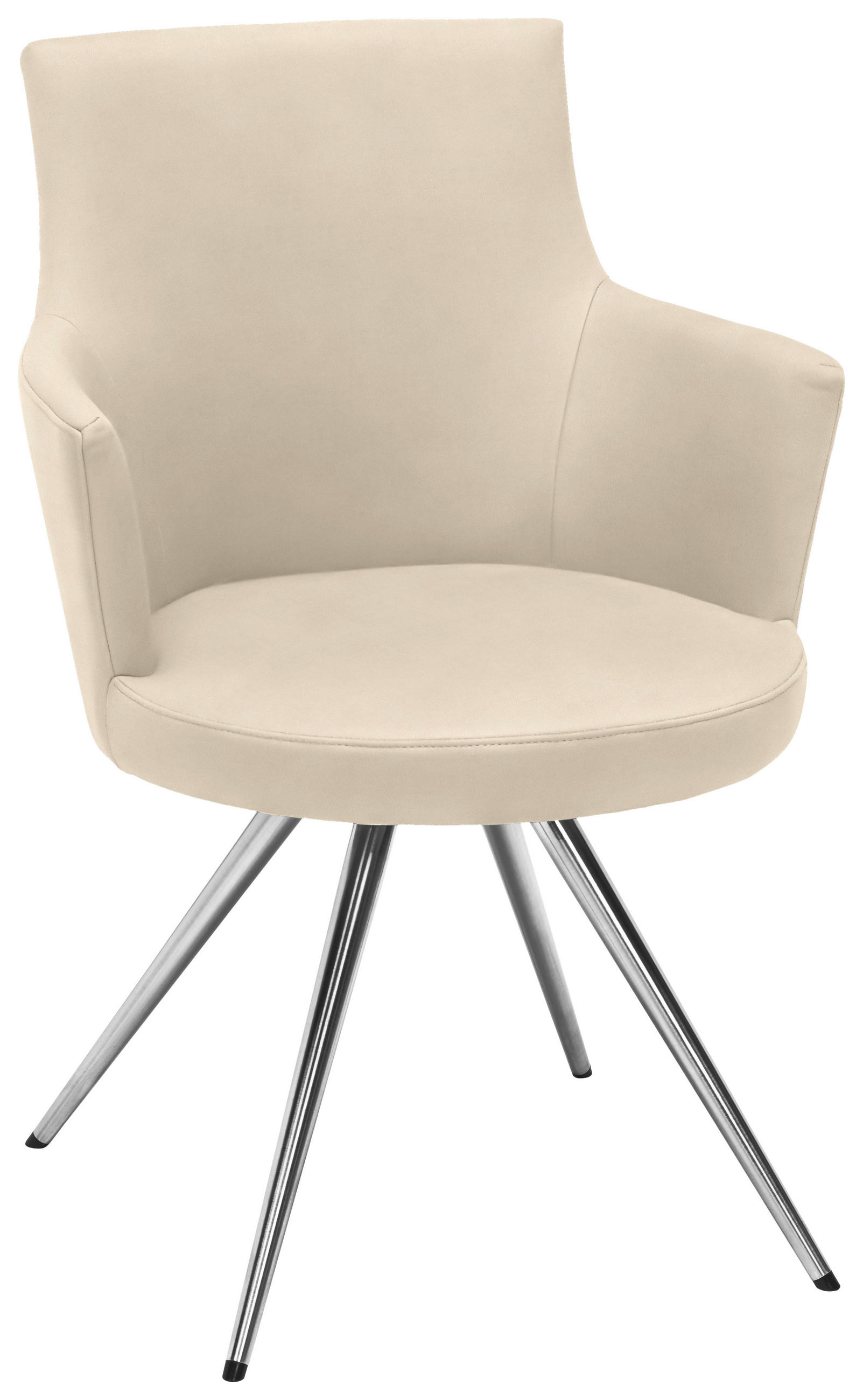 ARMLEHNSTUHL  in Stahl Lederlook, Mikrofaser  - Edelstahlfarben/Beige, Design, Textil/Metall (60/87/62cm) - Venjakob