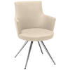 ARMLEHNSTUHL  in Stahl Lederlook, Mikrofaser  - Edelstahlfarben/Beige, Design, Textil/Metall (60/87/62cm) - Venjakob