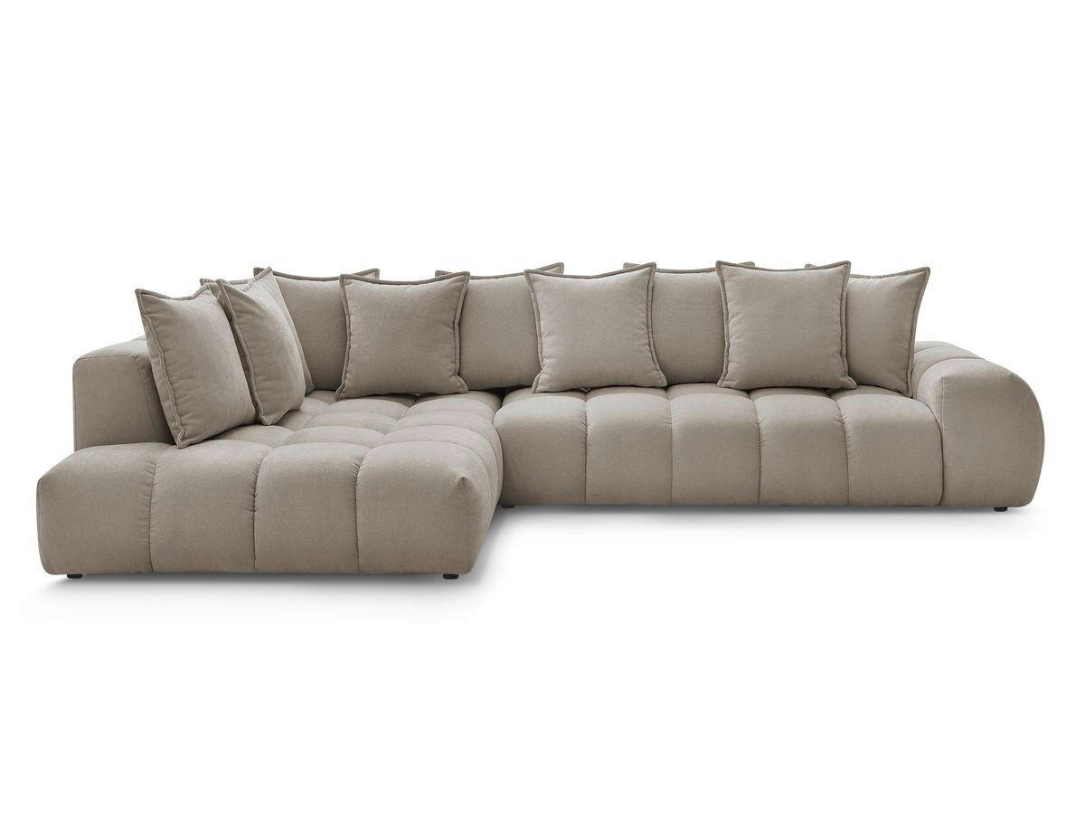 ECKSOFA Ottomane links  EVEREST Taupe Struktur  - Taupe/Schwarz, MODERN, Kunststoff/Textil (352/210cm) - Livetastic