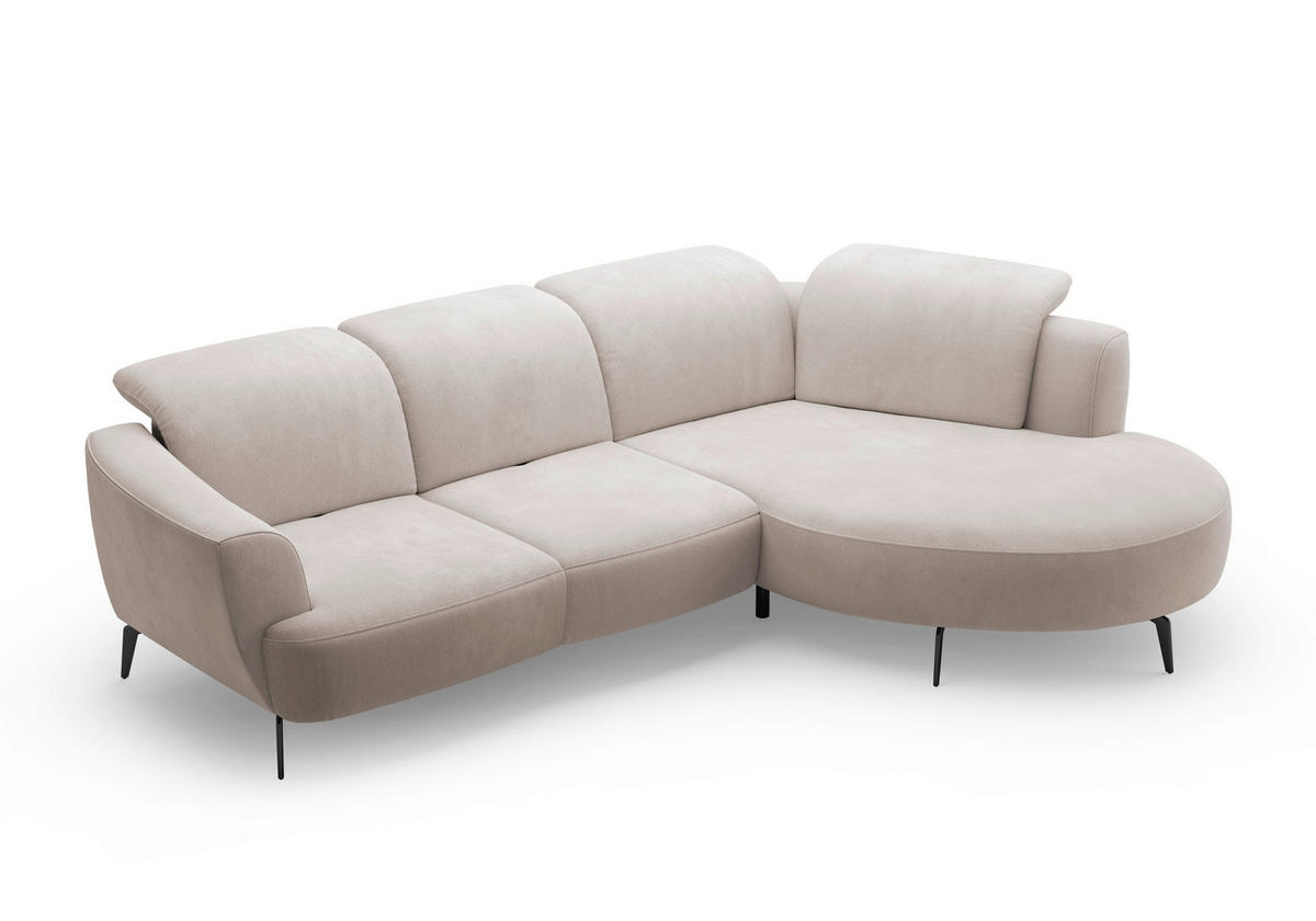ECKSOFA ZOE E Greige Flachgewebe  - Greige/Schwarz, KONVENTIONELL, Textil/Metall (309/199cm) - Sit & More