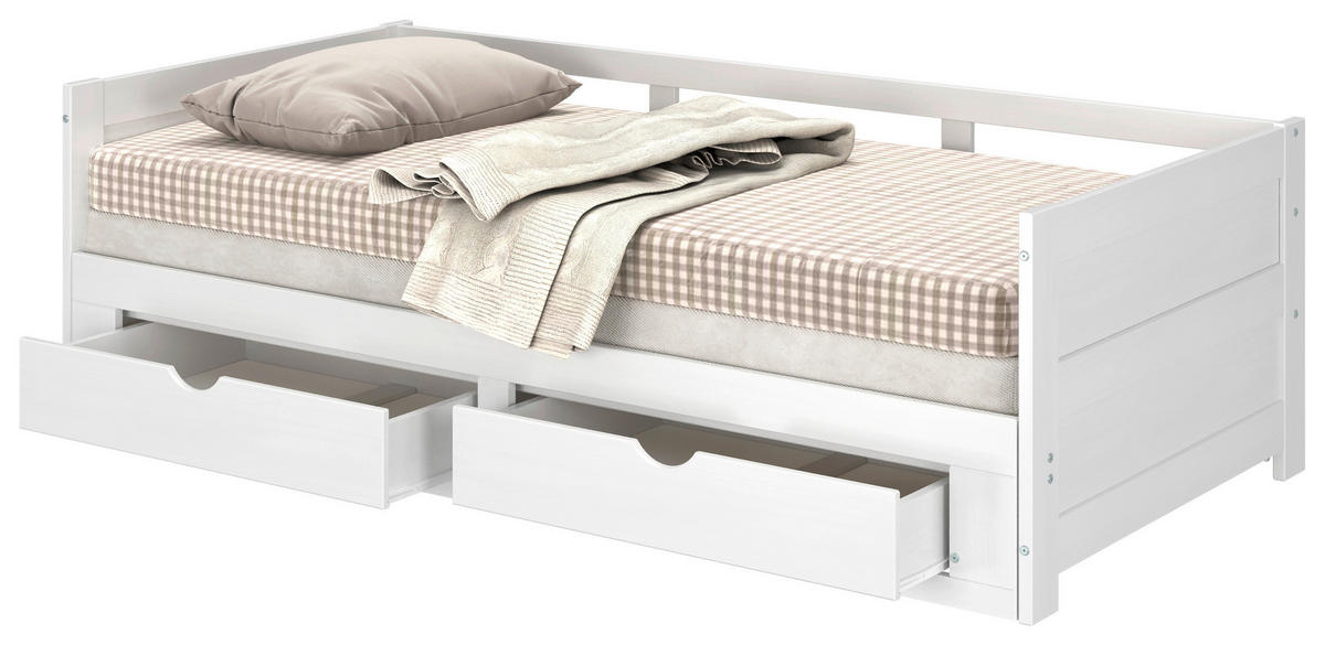AUSZIEHBETT 200/100 cm Weiss  - Weiss/Naturfarben, Modern, Holz/Holzwerkstoff (200/100cm) - MID.YOU