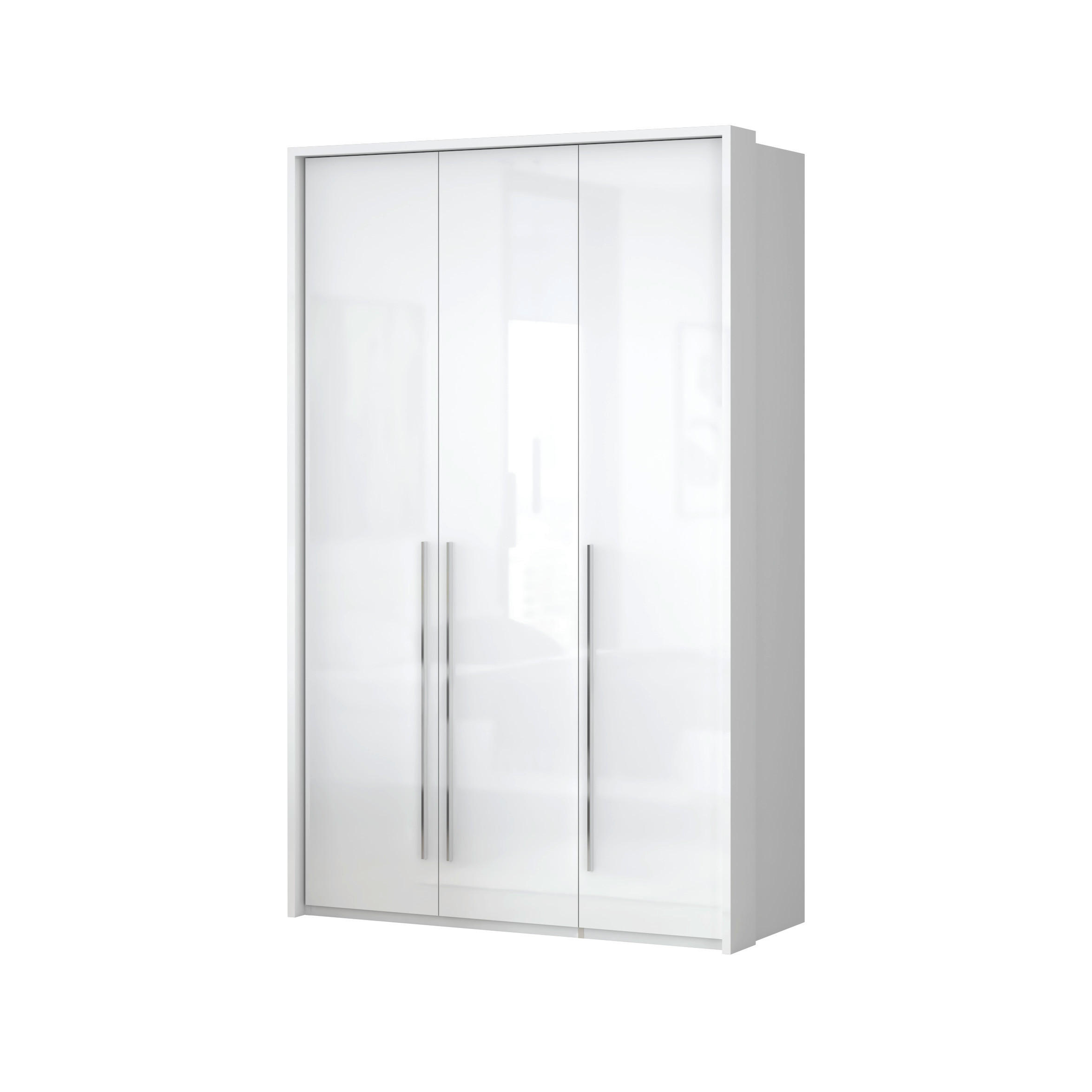 ORMAR SA KLASIČNIM VRATIMA bela, bela visoki sjaj  142/226/60 cm  - bela visoki sjaj/bela, Dizajnerski, pločasti materijal/plastika (142/226/60cm)