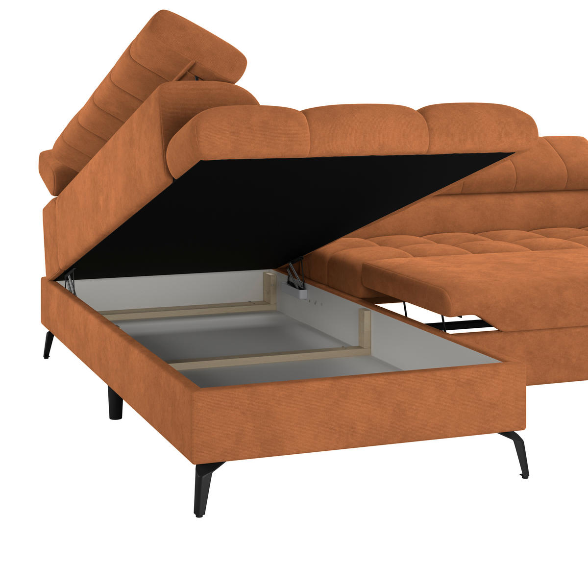ECKSOFA in Rostfarben  - Rostfarben/Schwarz, Trend, Kunststoff/Textil (203/261cm) - Livetastic