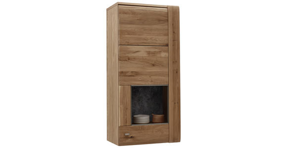HÄNGEVITRINE Eiche furniert, massiv Eichefarben, Schieferfarben - Schieferfarben/Eichefarben, KONVENTIONELL, Holz/Holzwerkstoff (56/120/38cm) - Voleo