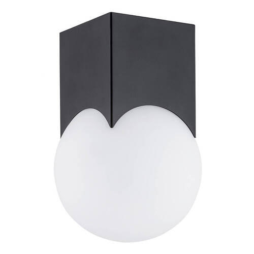 DECKENLEUCHTE Argon Austin 18/12/12 cm   - Schwarz/Weiß, KONVENTIONELL, Glas/Metall (18/12/12cm)