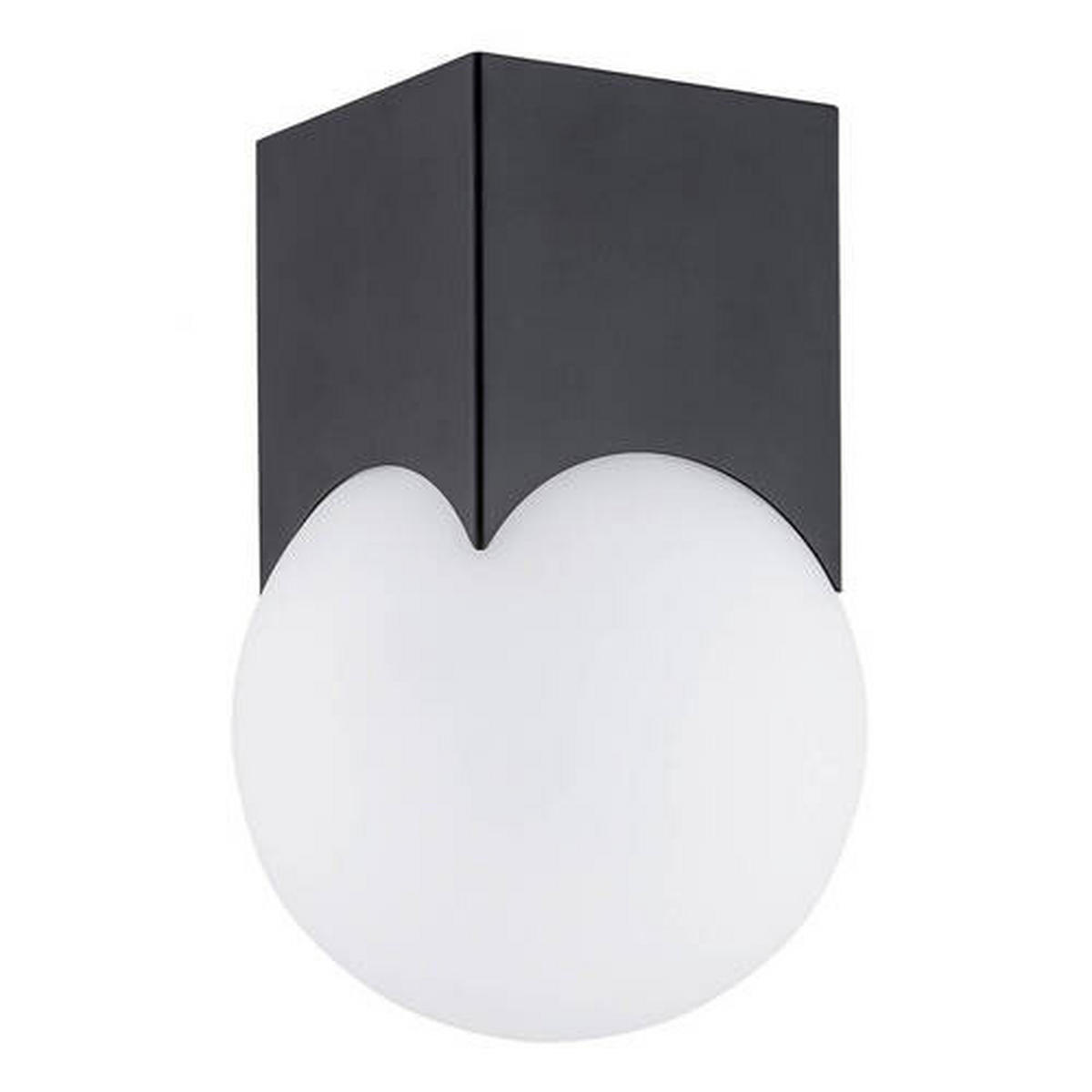 DECKENLEUCHTE Argon Austin 18/12/12 cm   - Schwarz/Weiß, KONVENTIONELL, Glas/Metall (18/12/12cm)
