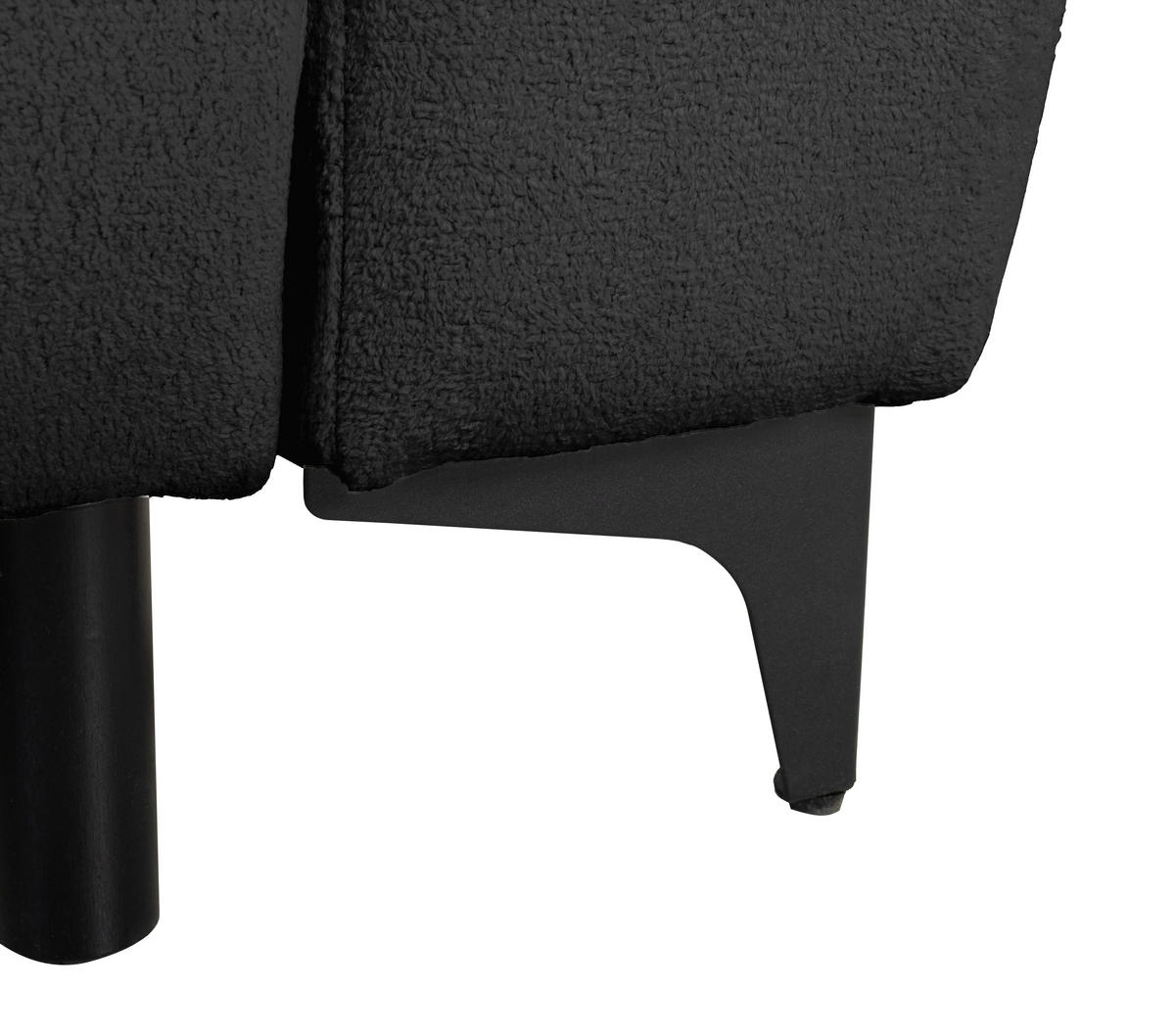 ECKSOFA Moli Anthrazit Bouclé  - Anthrazit/Schwarz, Design, Textil/Metall (236/148cm) - MID.YOU