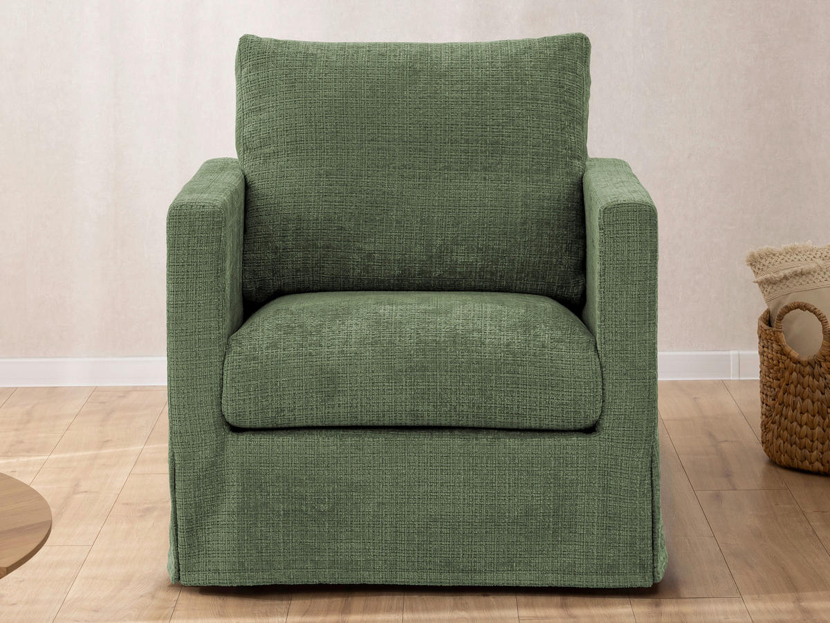 SESSEL in Chenille Grün  - Schwarz/Grün, Design, Kunststoff/Textil (84/89/95cm) - P & B