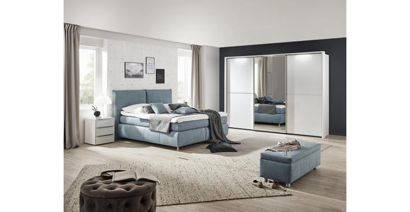 BOXSPRINGBETT 200/200 cm in Blau - Blau/Edelstahlfarben, KONVENTIONELL, Textil (200/200cm) - Dieter Knoll