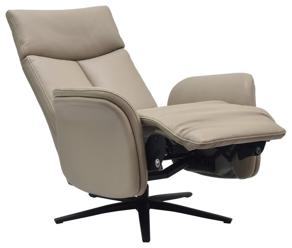 RELAXSESSEL Echtleder    - Schwarz/Grau, Design, Leder/Holz (75/109/84/148/84cm) - Livetastic