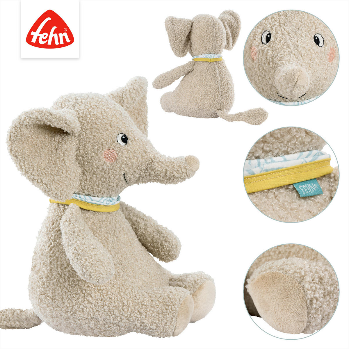 KUSCHELTIER Elefant Erik  - Hellgrau, Basics, Textil (36/24/19cm) - Fehn