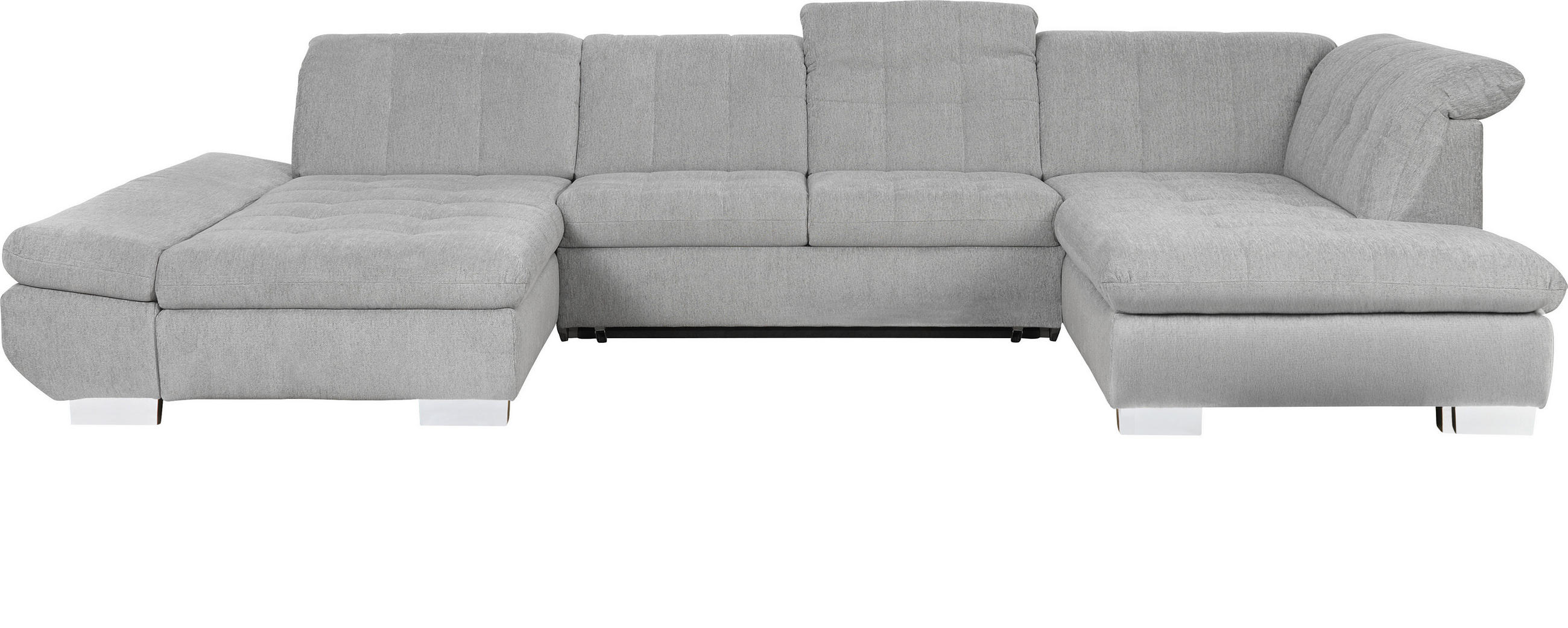 ECKSOFA Hellgrau Flachgewebe - Chromfarben/Hellgrau, Design, Kunststoff/Textil (204/350/211cm) - Xora