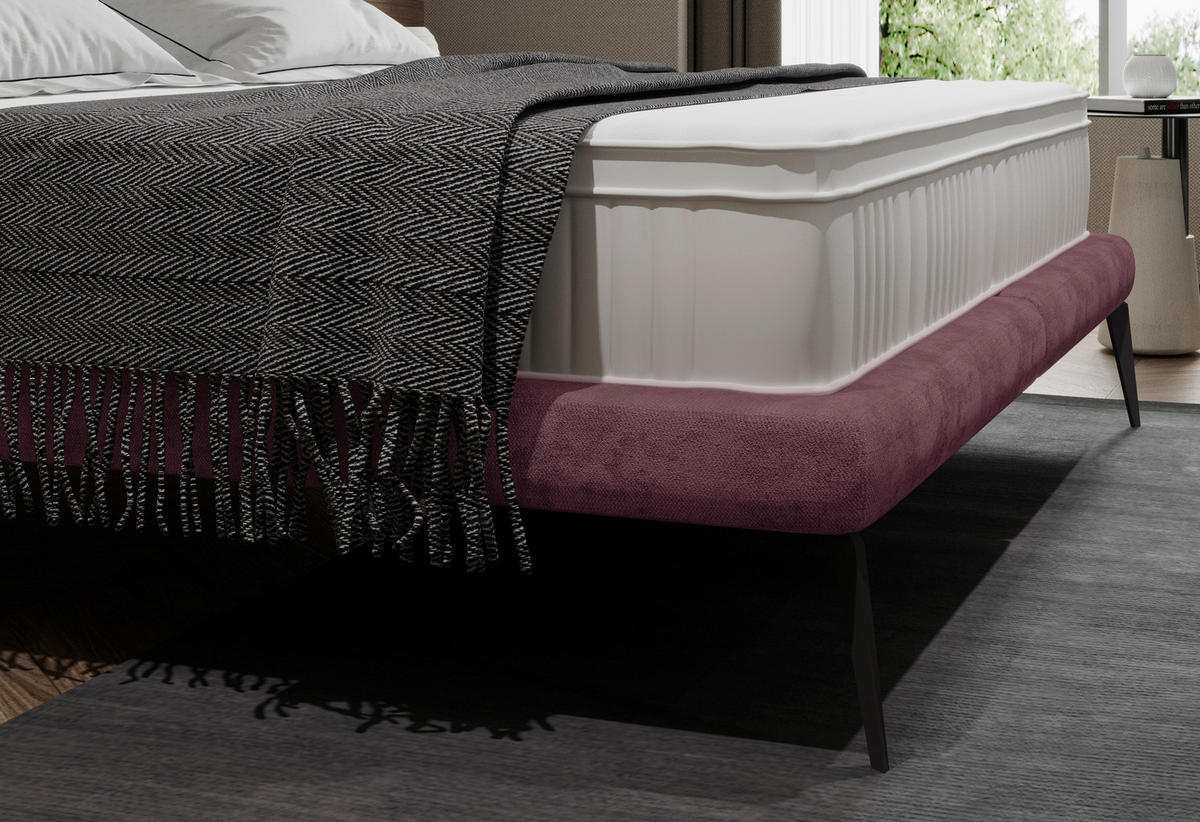 POLSTERBETT gepolstertes Kopfteil 180/200 cm  in Altrosa  - Altrosa/Schwarz, MODERN, Textil/Metall (180/200cm) - Livetastic