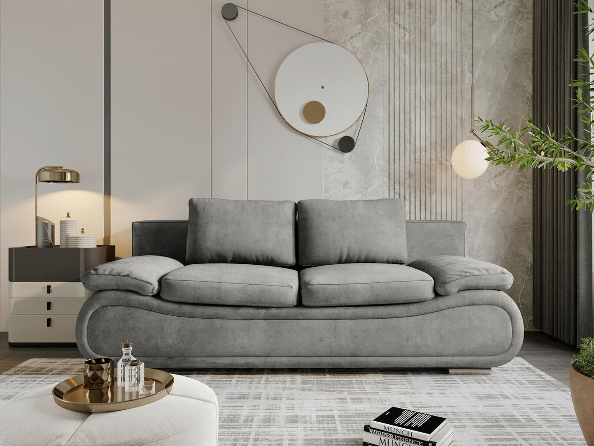 SCHLAFSOFA Jacquard Grau  - Chromfarben/Beige, Design, Textil (200/78/90cm) - Venda