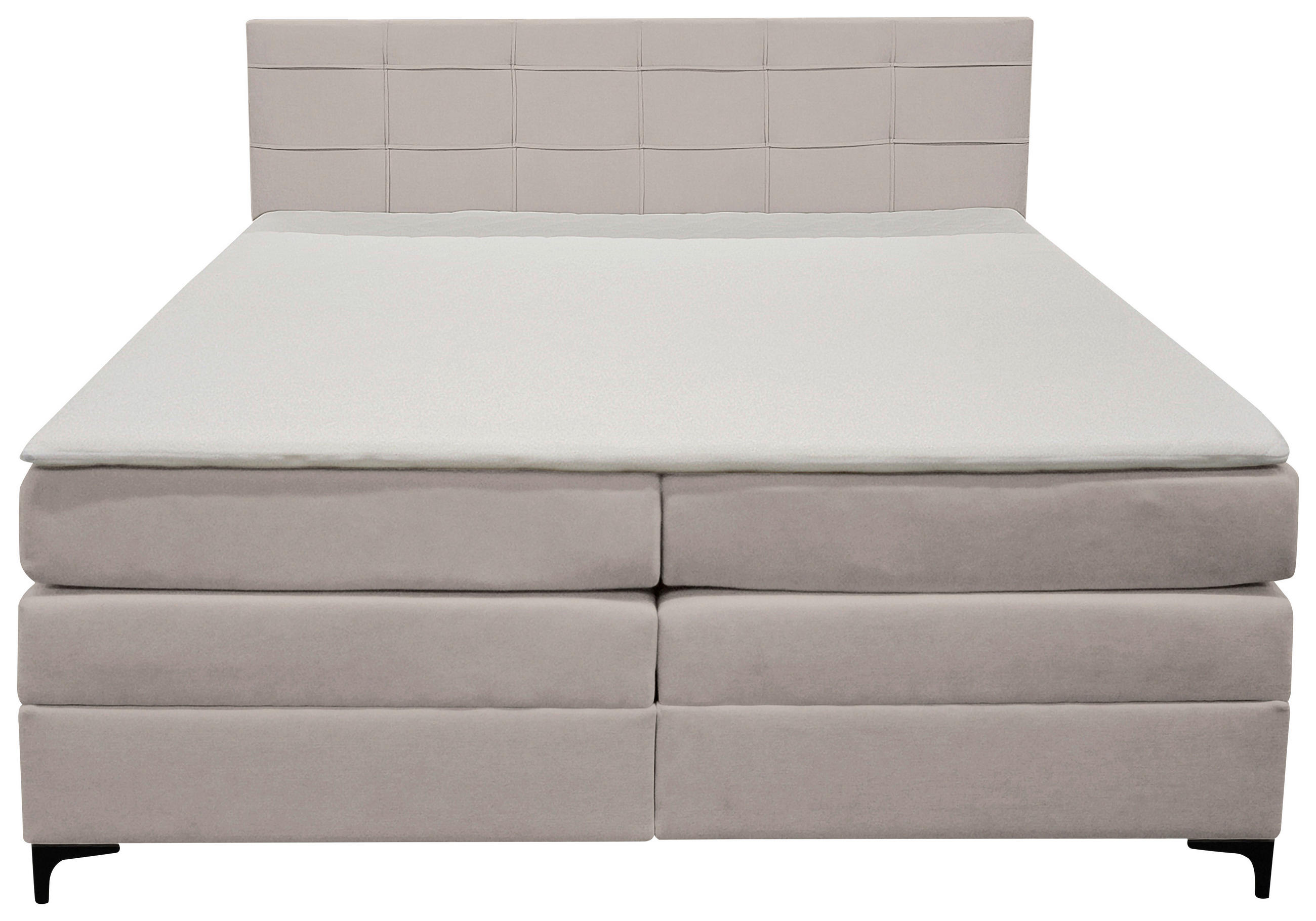 BOXSPRINGBETT 160/200 cm,  in Lavagrau, H3 = fest  - Lavagrau/Schwarz, KONVENTIONELL, Kunststoff/Textil (160/200cm)