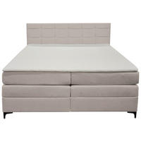 BOXSPRINGBETT 160/200 cm,  in Lavagrau, H3 = fest  - Lavagrau/Schwarz, KONVENTIONELL, Kunststoff/Textil (160/200cm)