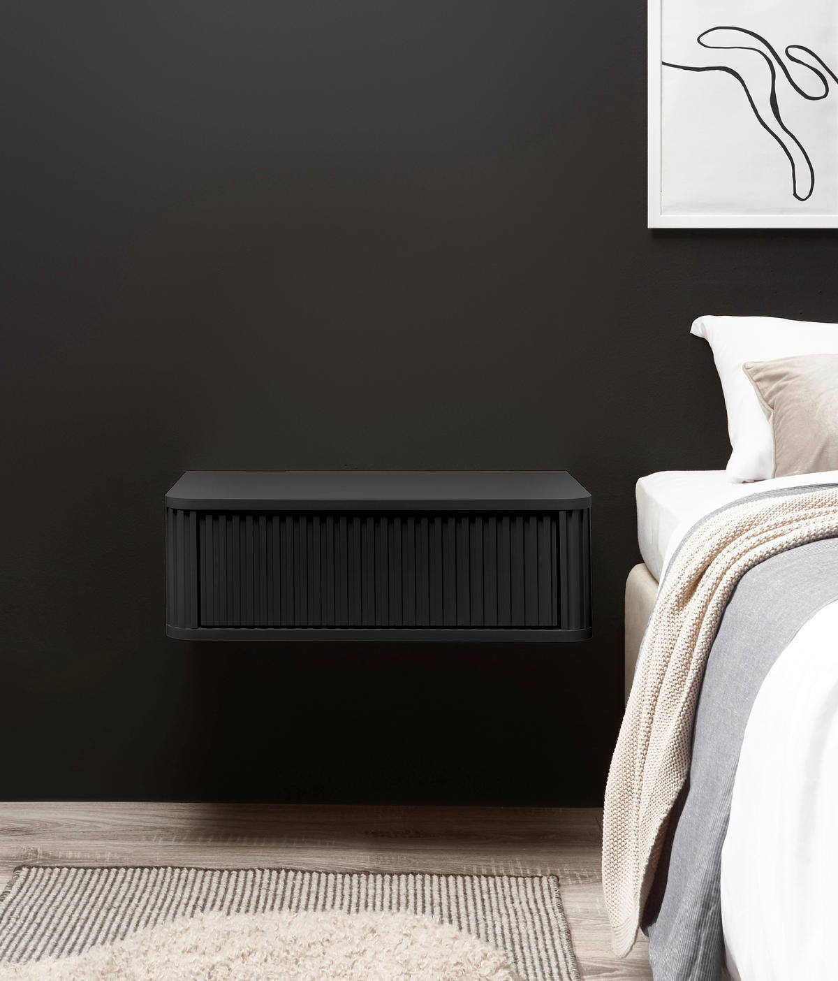 NACHTSCHRANK 63/21/38 cm  - Schwarz, KONVENTIONELL, Holzwerkstoff (63/21/38cm) - Chameo