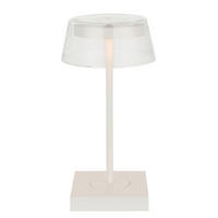 STOLNÍ LAMPA NA BATERIE, stmívač s regulačním kolečkem, 13,7/27 cm  - bílá, Design, kov/sklo (13,7/27cm) - Dieter Knoll