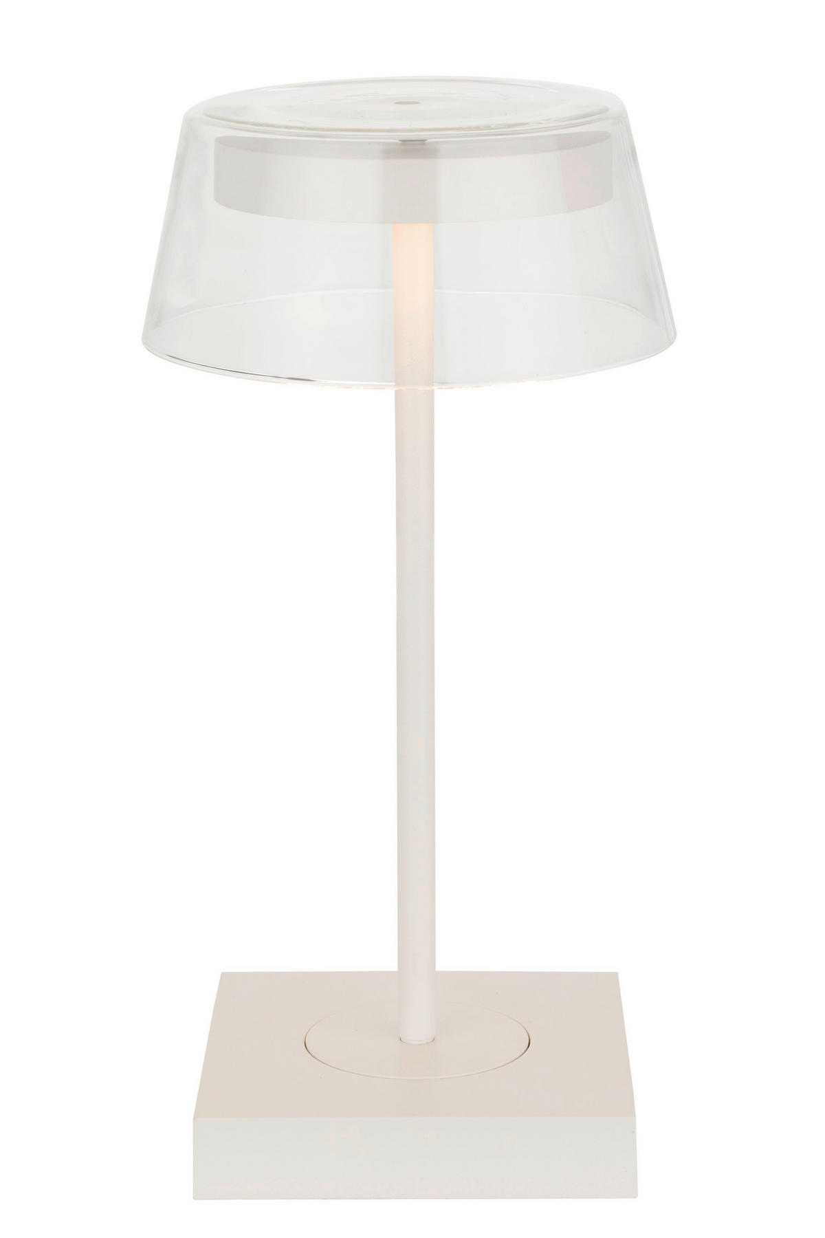 STOLNÍ LAMPA NA BATERIE, stmívač s regulačním kolečkem, 13,7/27 cm  - bílá, Design, kov/sklo (13,7/27cm) - Dieter Knoll